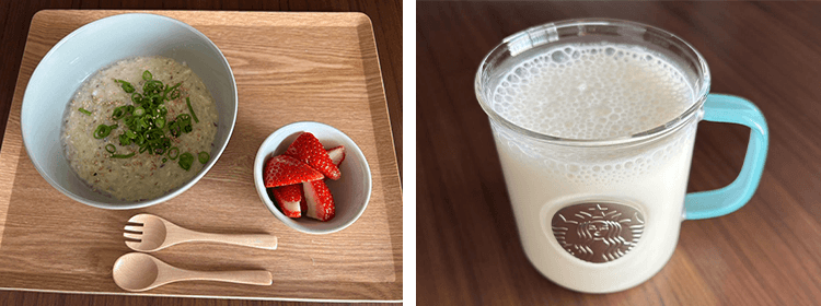 裏ハムラ法 ダウンタイム中の食事（おかゆなど消化の良いものやバナナスムージー）